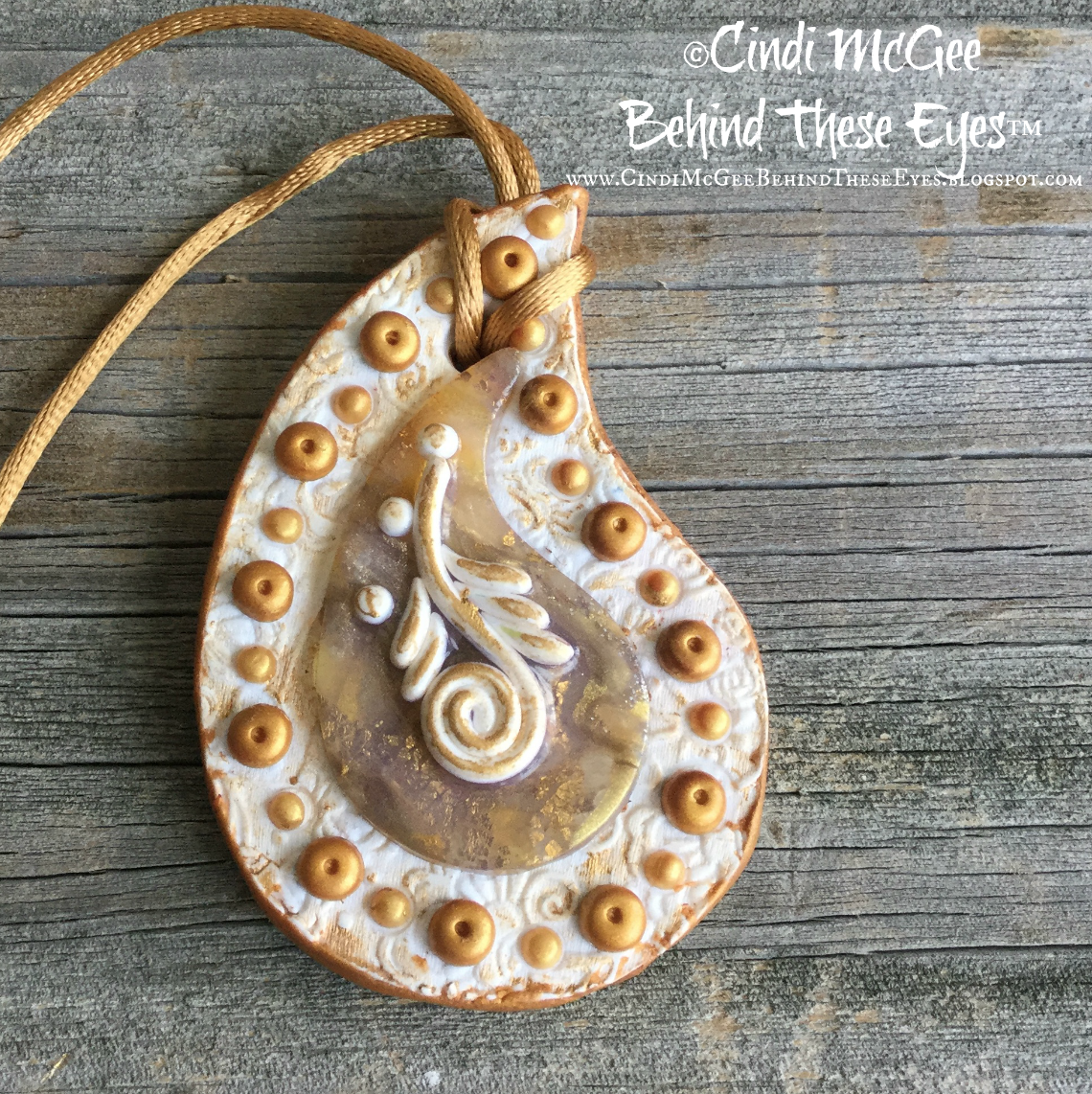 Getting Golden Polymer Clay Paisley Pendants