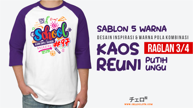 desain kaos reuni pola kombinasi raglan