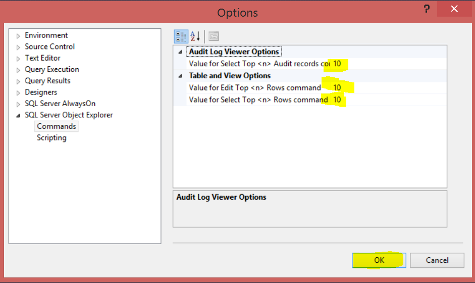 Welcome To TechBrothersIT: How to Change Values for Edit Top X and Select Top X Rows in SQL Server Management Studio(SSMS) - SQL Server / TSQL Tutorial Part