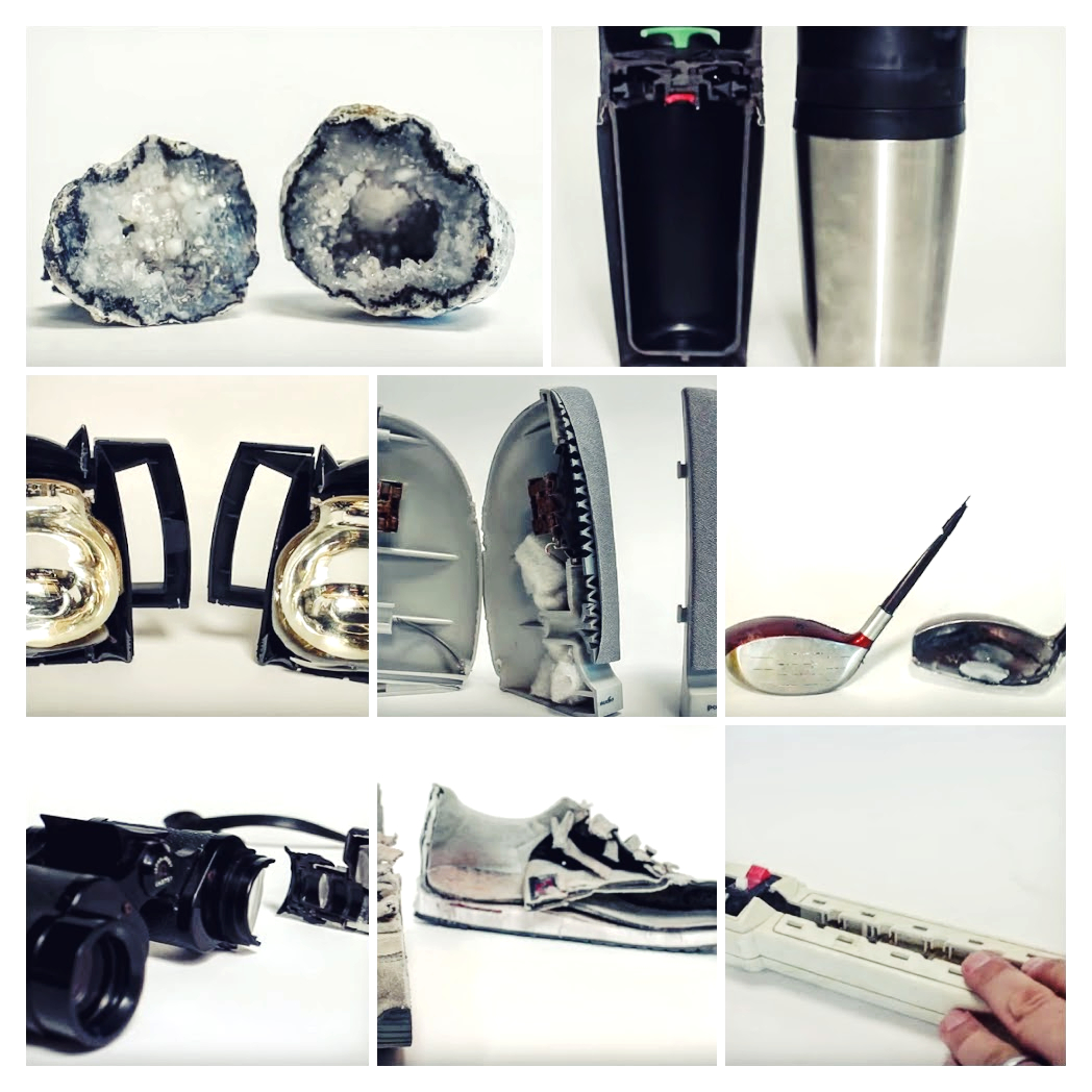 Alltagsgegenstande Halbiert Cut In Half Mit Dem Watercutter