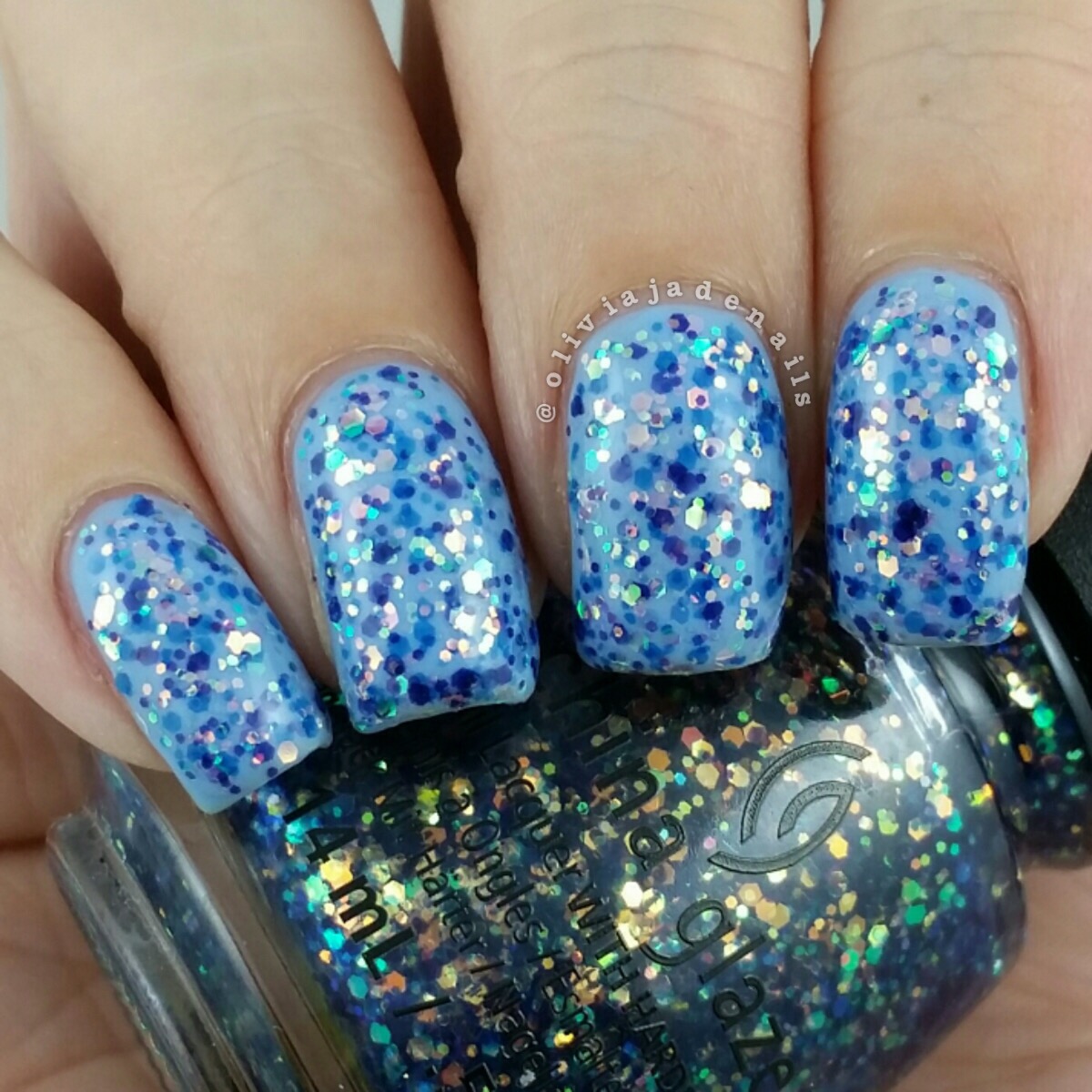 China Glaze Moonlight The Night (over Don't Be Shallow) swatched by Olivia Jade Nails