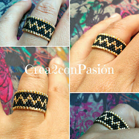 Anillo-peyote-delica-oro24k-y-negro-mate-crea2conpasión-fotos-como-luce-puesto-el-anillo