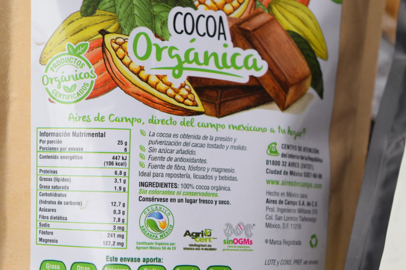 ingredientes del cacao en polvo
