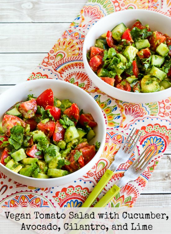 Kalyn's Kitchen® Vegan Tomato Salad with Cucumber, Avocado, Cilantro