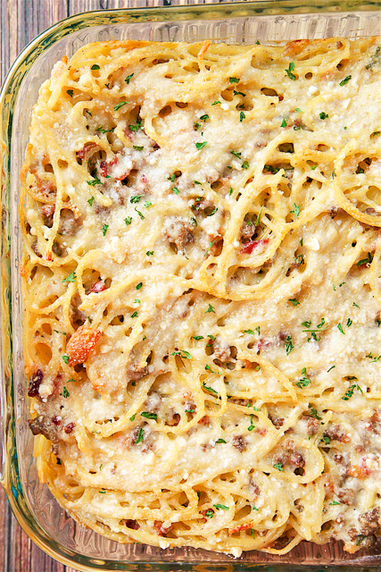 Bacon and Beef Pasta Casserole | Plain Chicken