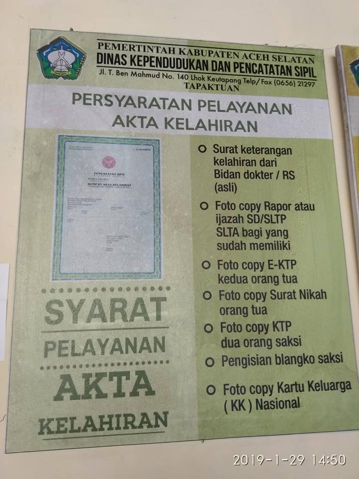 Persyaratan buat akta kelahiran