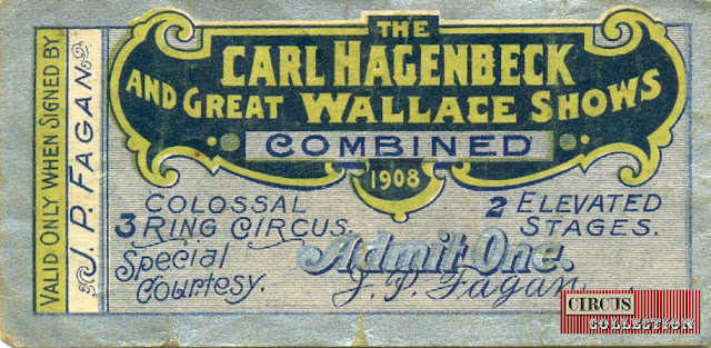 Billet d'accès au spectacle Carl Hagenbeck and Great Wallace Shows 1902