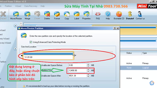 Tách ổ cứng bằng Minitool Partition Wizard - H12