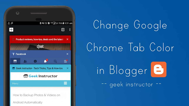 Change Google Chrome tab color in Blogger