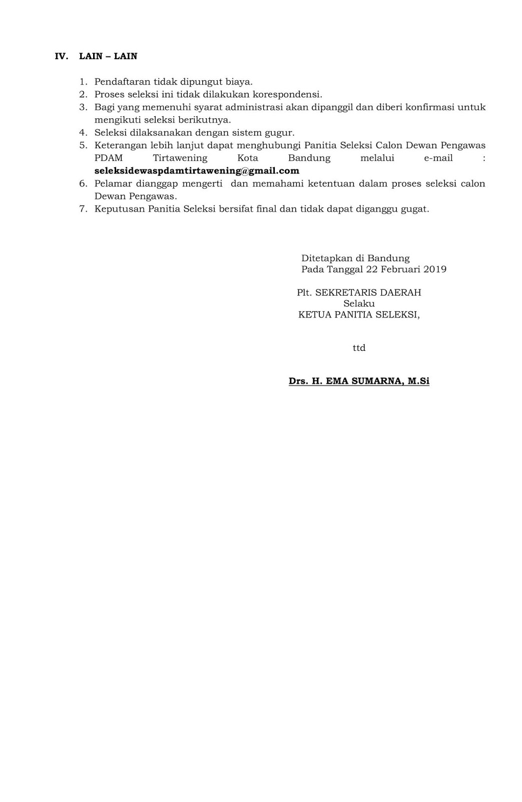 Lowongan Kerja Pdam Tirtawening Pemerintah Kota Bandung