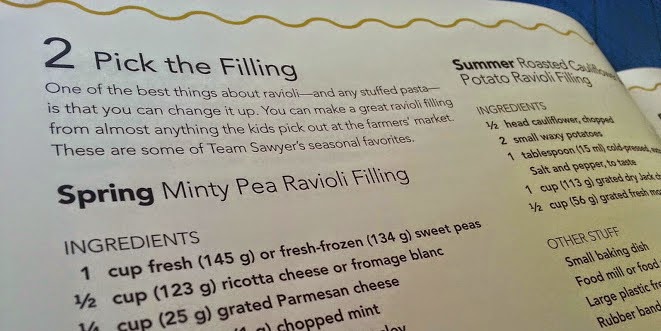 Minty Pea Raviola filling recipe Noodle Kids book