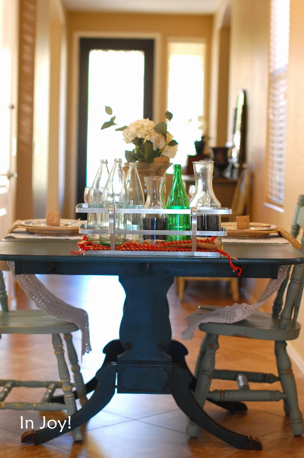 In Joy! Antique. Vintage. Furniture. Decor: Teal Duncan Phyfe Dining Table