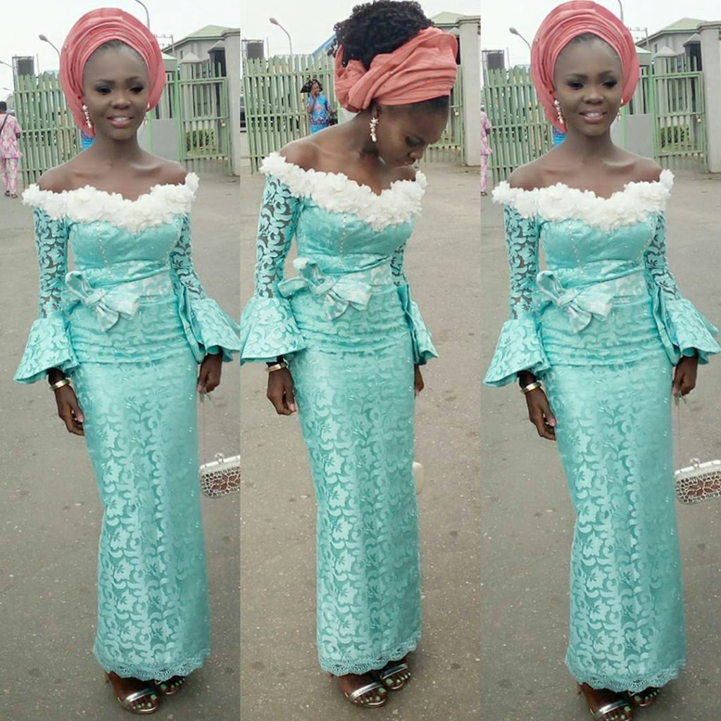 Aso Ebi Styles 2016 : Smart long Gown Lace - DeZango Fashion Zone