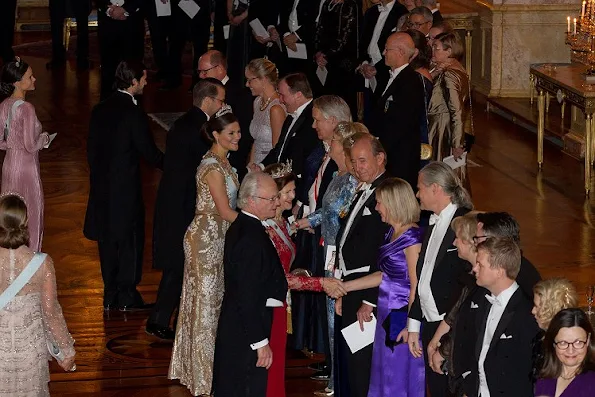 Traditional dinner for this year's Nobel winners at Royal Palace. Crown Princess Victoria, Prince Carl Philip, Princess Sofia, Princess Madeleine