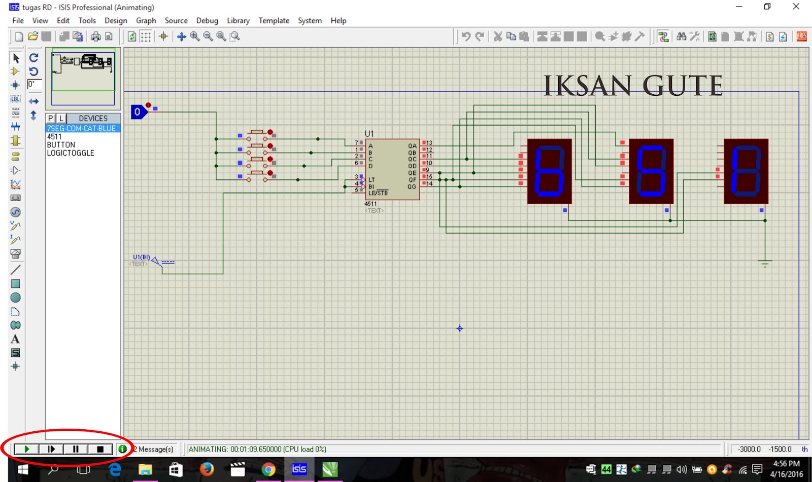 Belajar Software PROTEUS Membuat Rangkaian Sederhana 7 Segment