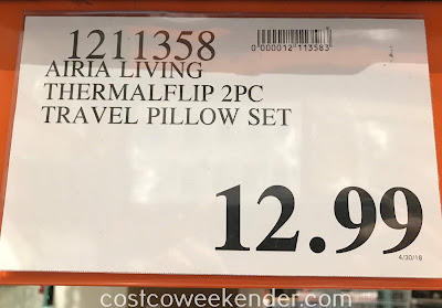 Deal for the Airia Living ThermaFlip 2 Piece Travel Pillow Set at Costco