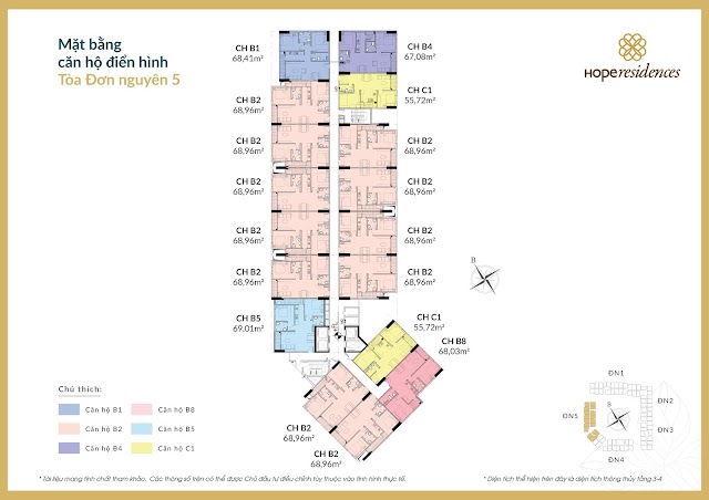 Mặt bằng thiết kế tòa Đơn Nguyên 5 Hope Residences Phúc Đồng