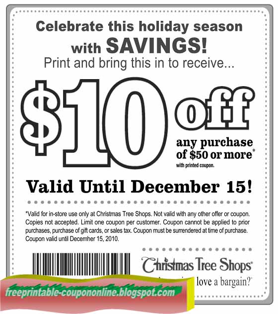 Christmas tree shop promo code Christmas Gifts and Decor. Give every room a chic look for the holidays with stylish Christmas decorations. Create a festive tablescape with red and green dinnerware and glassware.