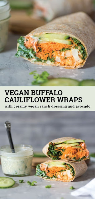 Healthy Vegan Buffalo Cauliflower Wraps
