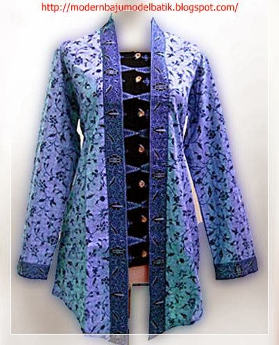 Contoh model baju batik kerja wanita penuh warna