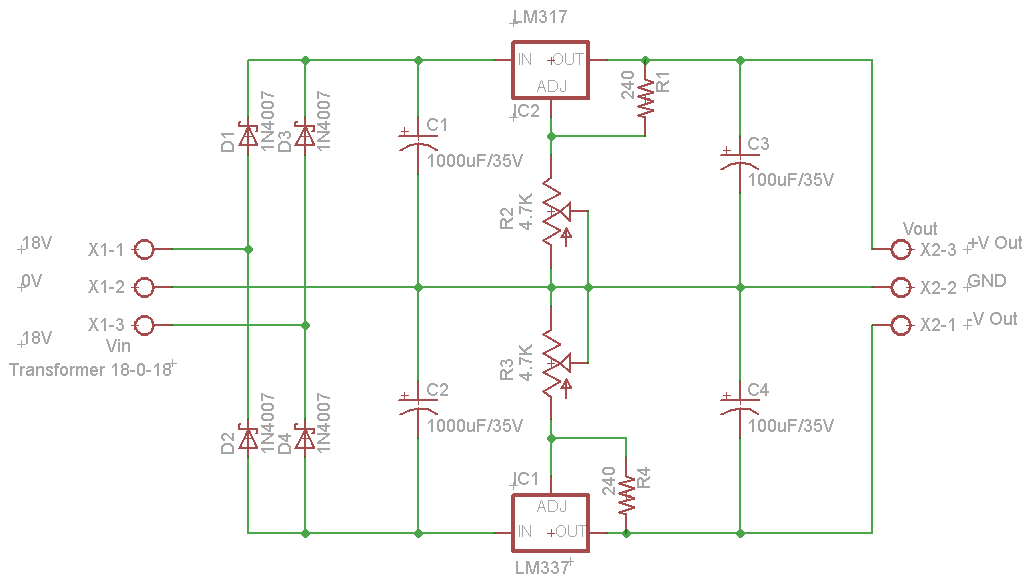 Dual Adjustable DC Power Supply | circuits4you.com