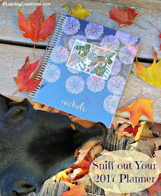 dog nose sniffing Plum Paper planner fall leaves