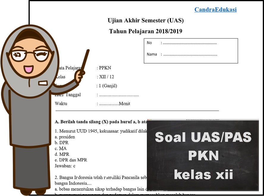 Soal Uas Pkn Kelas 12 Semester 1 Beserta Jawaban Administrasi Sekolah Sd Mi Smp Mts Sma Ma Smk
