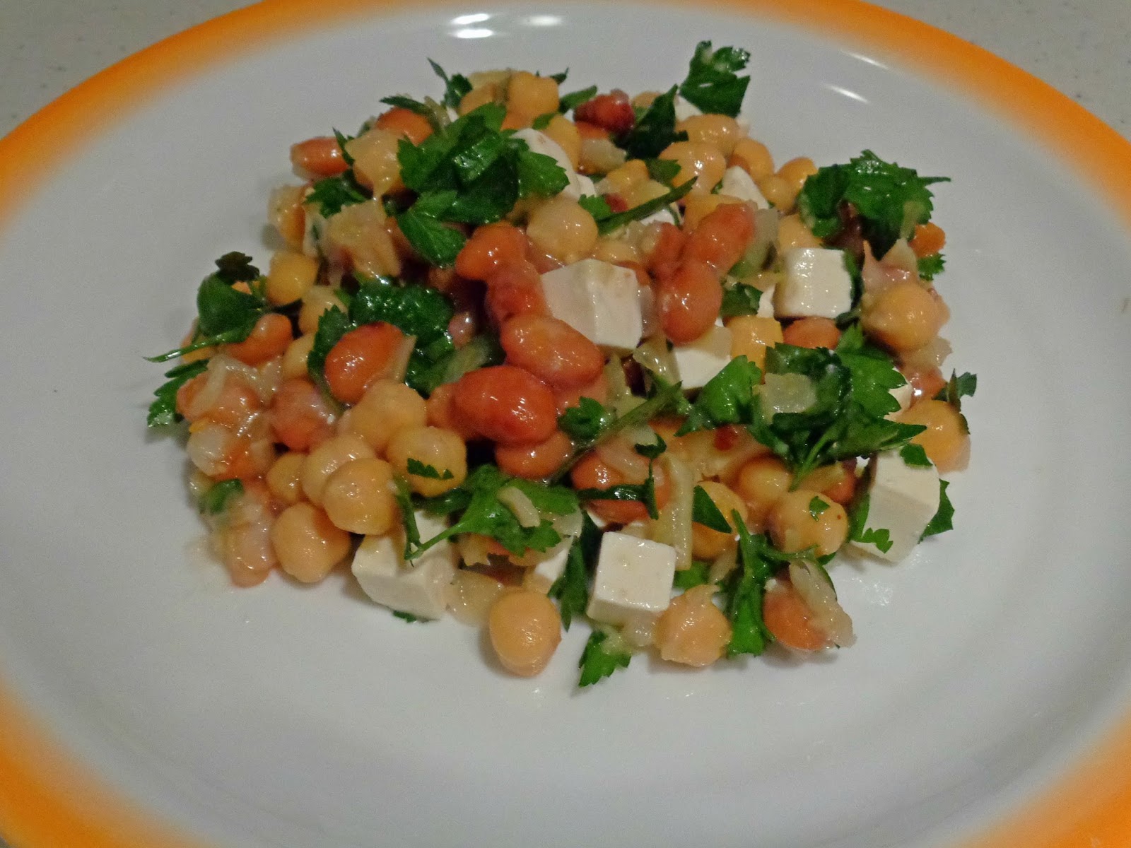 Chickpeas, Red Kidney Beans & Feta Cheese Salad Recipe