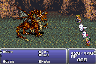The party battles the Red Dragon in Final Fantasy VI.