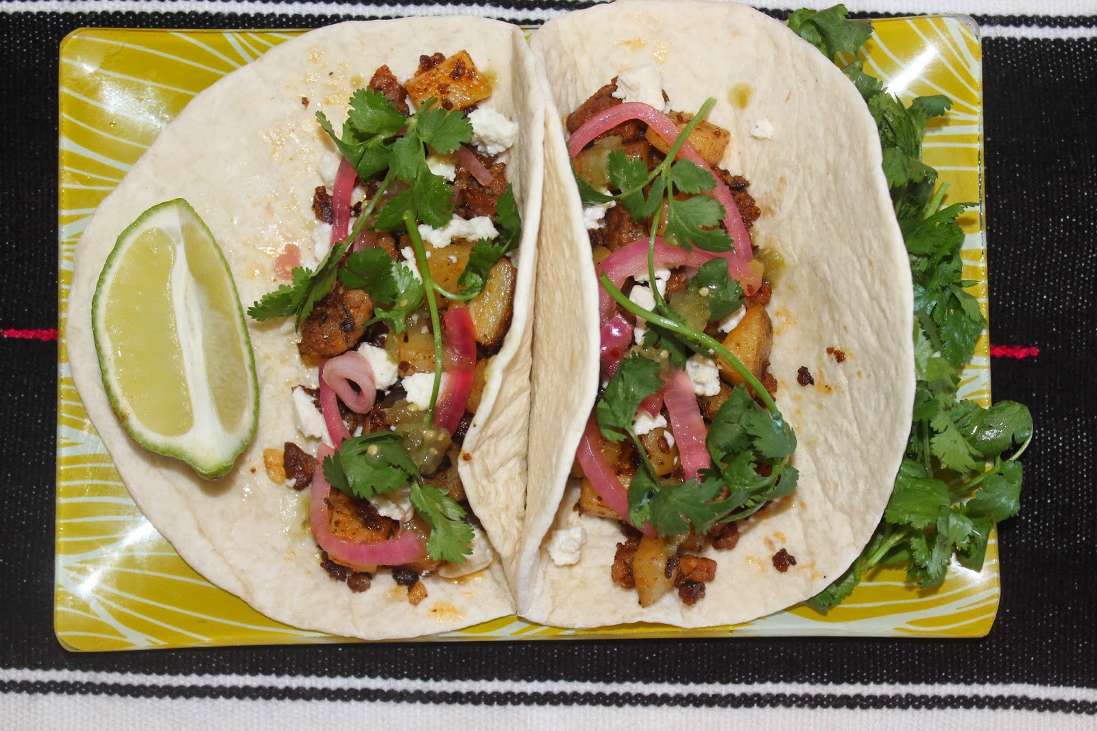 Savory Moments Chorizo and potato tacos