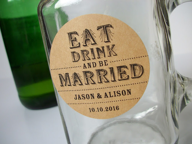 custom eat drink & be married wedding labels