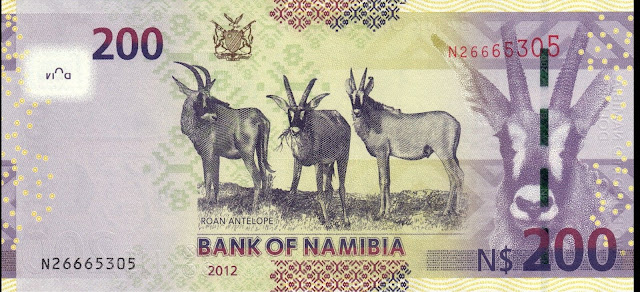 Namibia Money 200 Dollars banknote 2012 Antelope