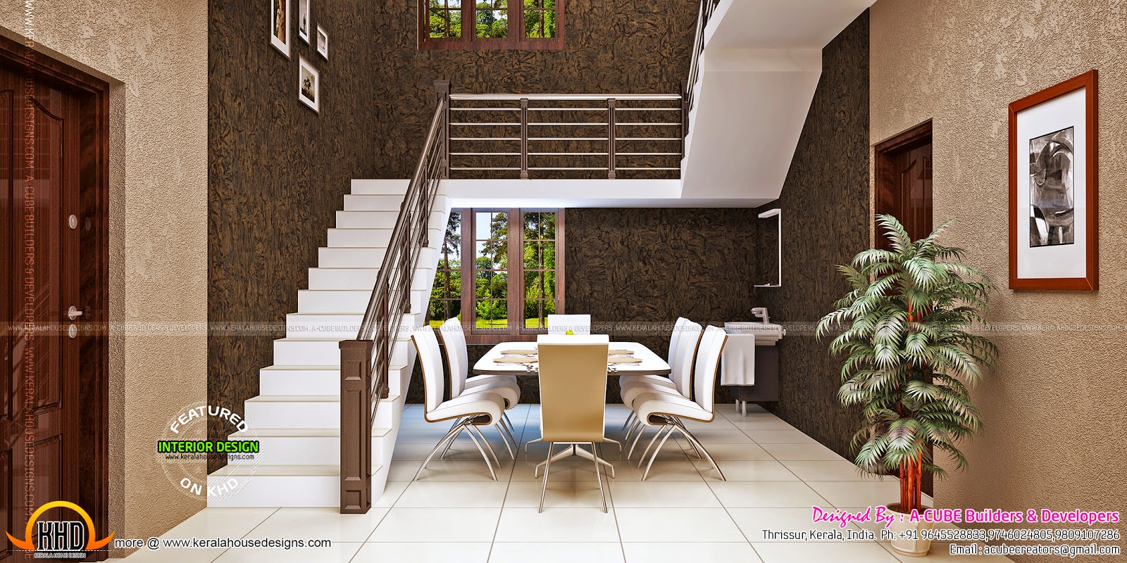 staircase dining kerala under indian interiors floor plans toned keralahousedesigns builders cube south