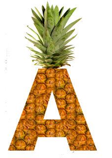 Abecedario hecho con Piel de Piña. Pineapple Alphabet.