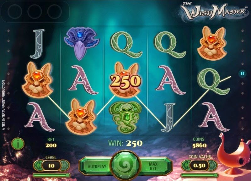 The Wish Master Video Slot Screen