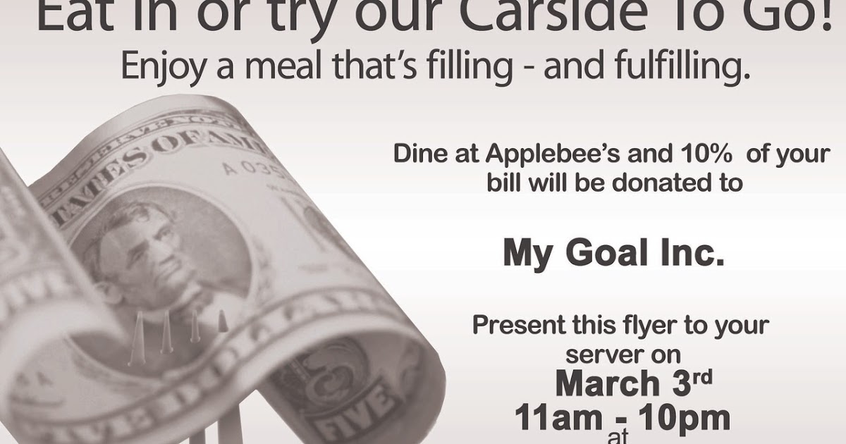 MyGOAL Autism Dining to Donate at Applebees!