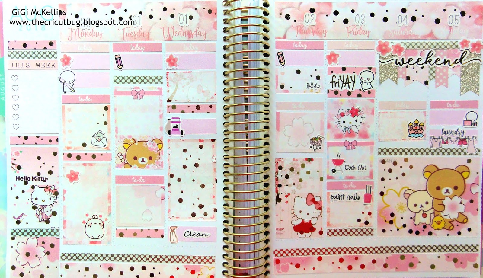 The Cricut Bug Foiled Hello Kitty Planner Spread