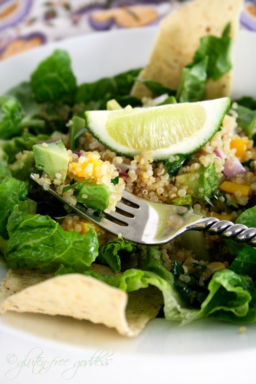 Quinoa taco salad with avocado and lime