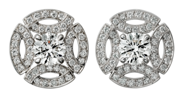 Meghan Markle Sparkles In Cartier The Court Jeweller Here S A Closer Look At The Earrings From Cartier Website Firm Describes As 18k White Gold Each Set With Brilliant Cut Diamond
