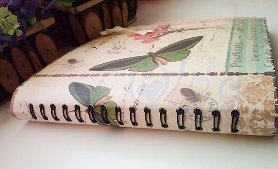 decorar libreta de espiral muelle alambre con bolsa de papel carton