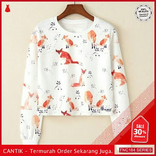 FNC184S37 Sweater Crop Foxy Babyterry Wanita Tebal Allsize Serba 50 Ribuan