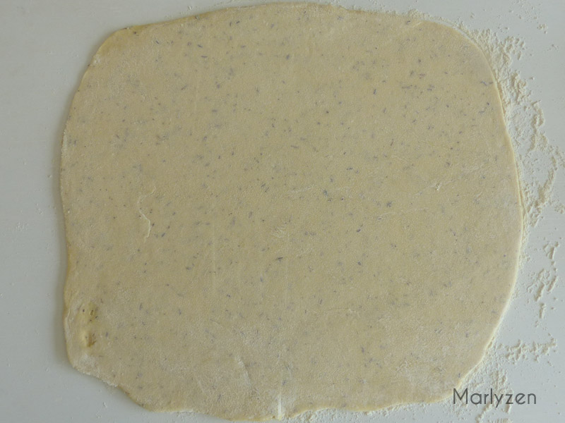 Etalez un large rectangle de pâte.