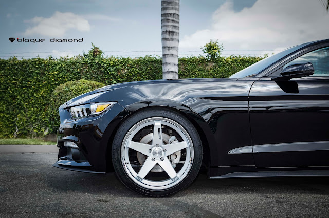 2016 Ford Mustang Ecoboost With 20 Inch BD-21’s in Silver - Blaque Diamond Wheels