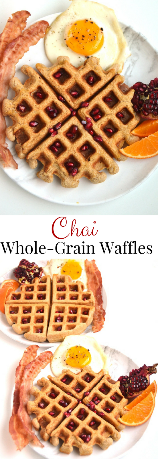 Chai Whole-Grain Waffles are whole-wheat yet are light and fluffy and are packed with protein ans fiber and delicious warm chai spices. They can be made ahead of time and reheat well in the toaster. www.nutritionistreviews.com