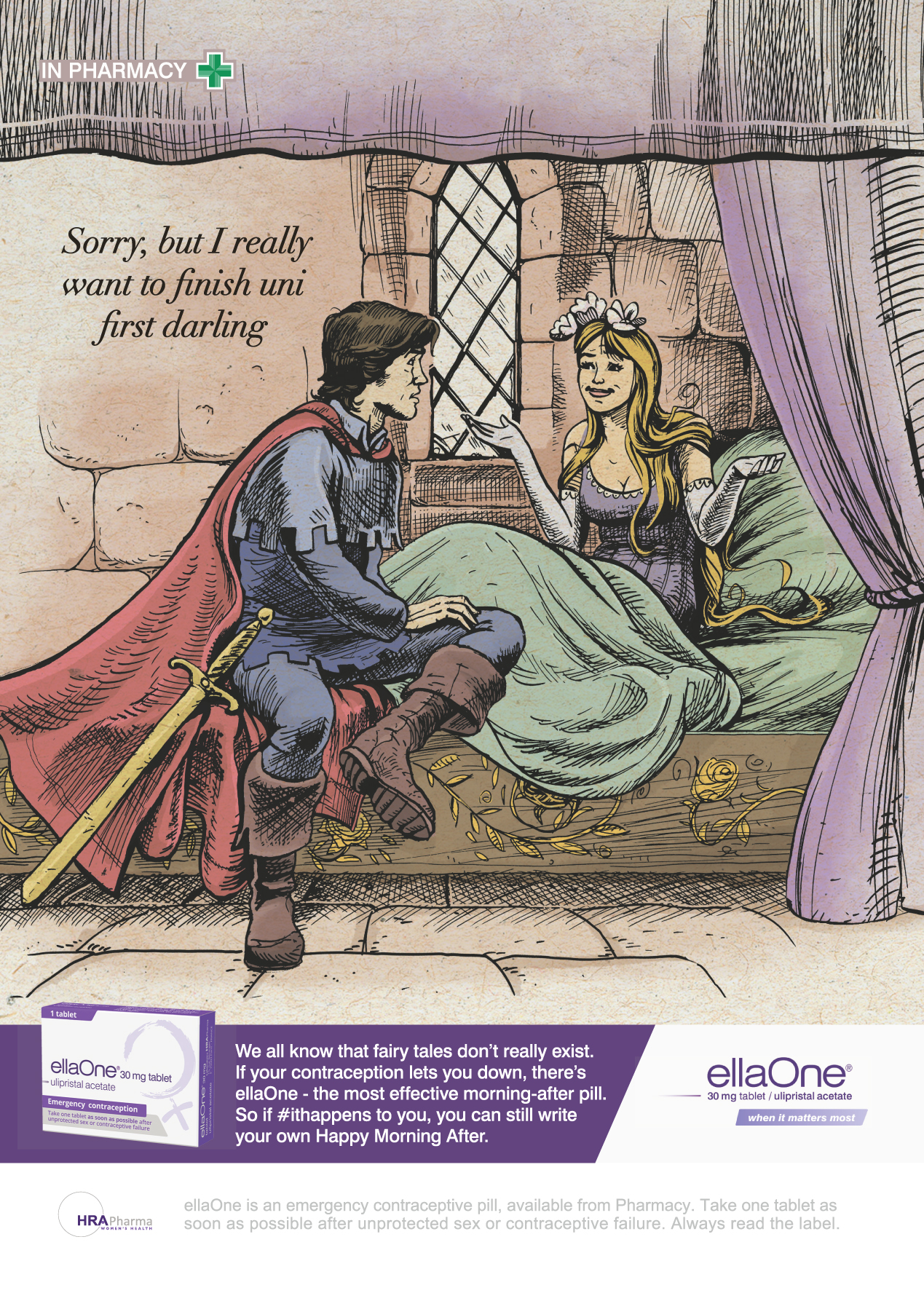 fairytale illustration sleeping beauty and prince charming