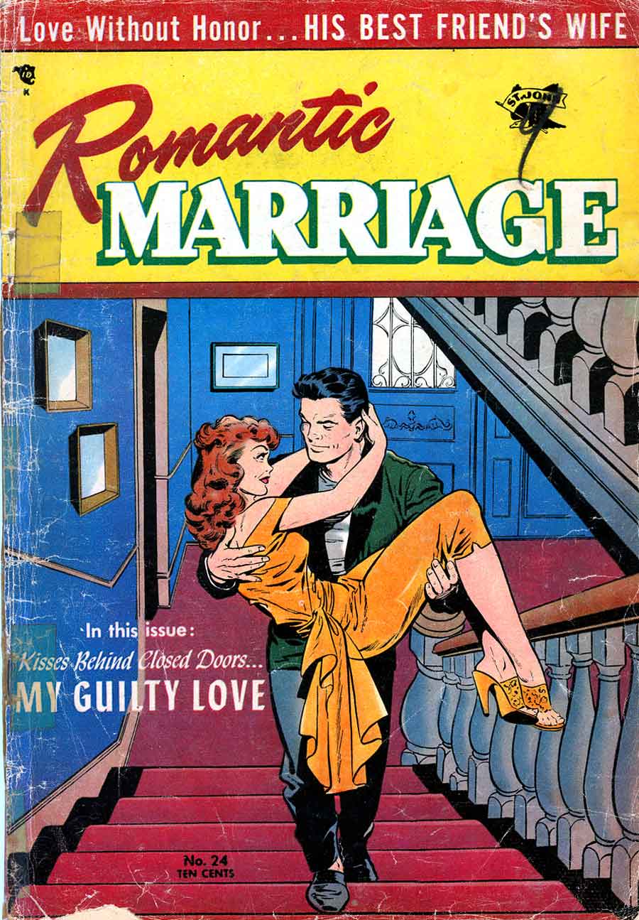 Romantic Marriage v1 #24 st.john romance comic book cover art by Matt Baker