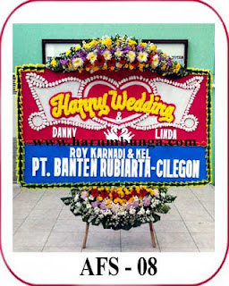 bunga papan ucapan happy wedding