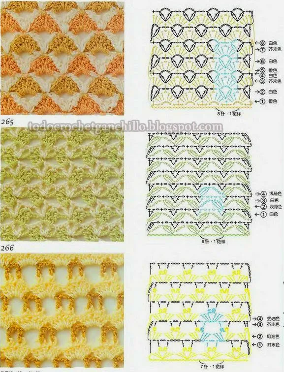 Puntos crochet patrones para combinar colores