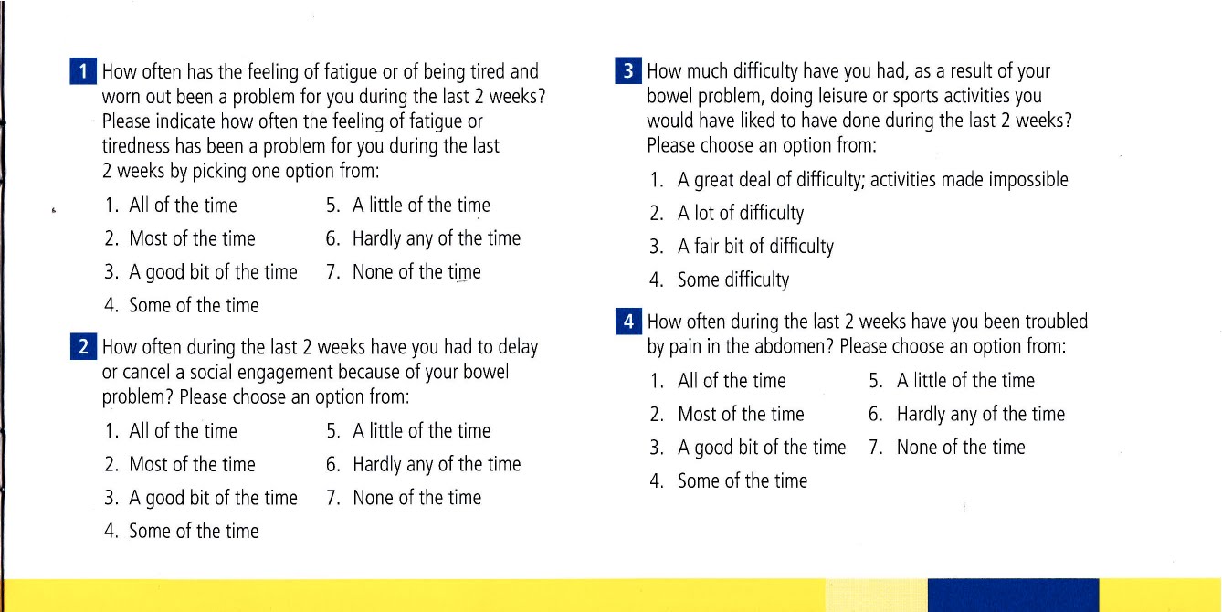 My Life Scanned Crohn's Disease (IBD) Questionnaire from Remicade