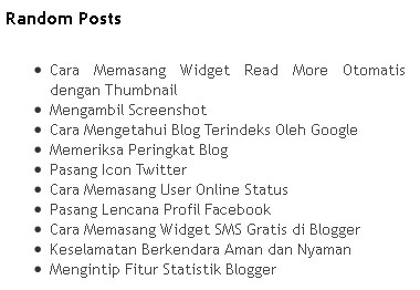 Cara Memasang Widget Random Posts di Blogger